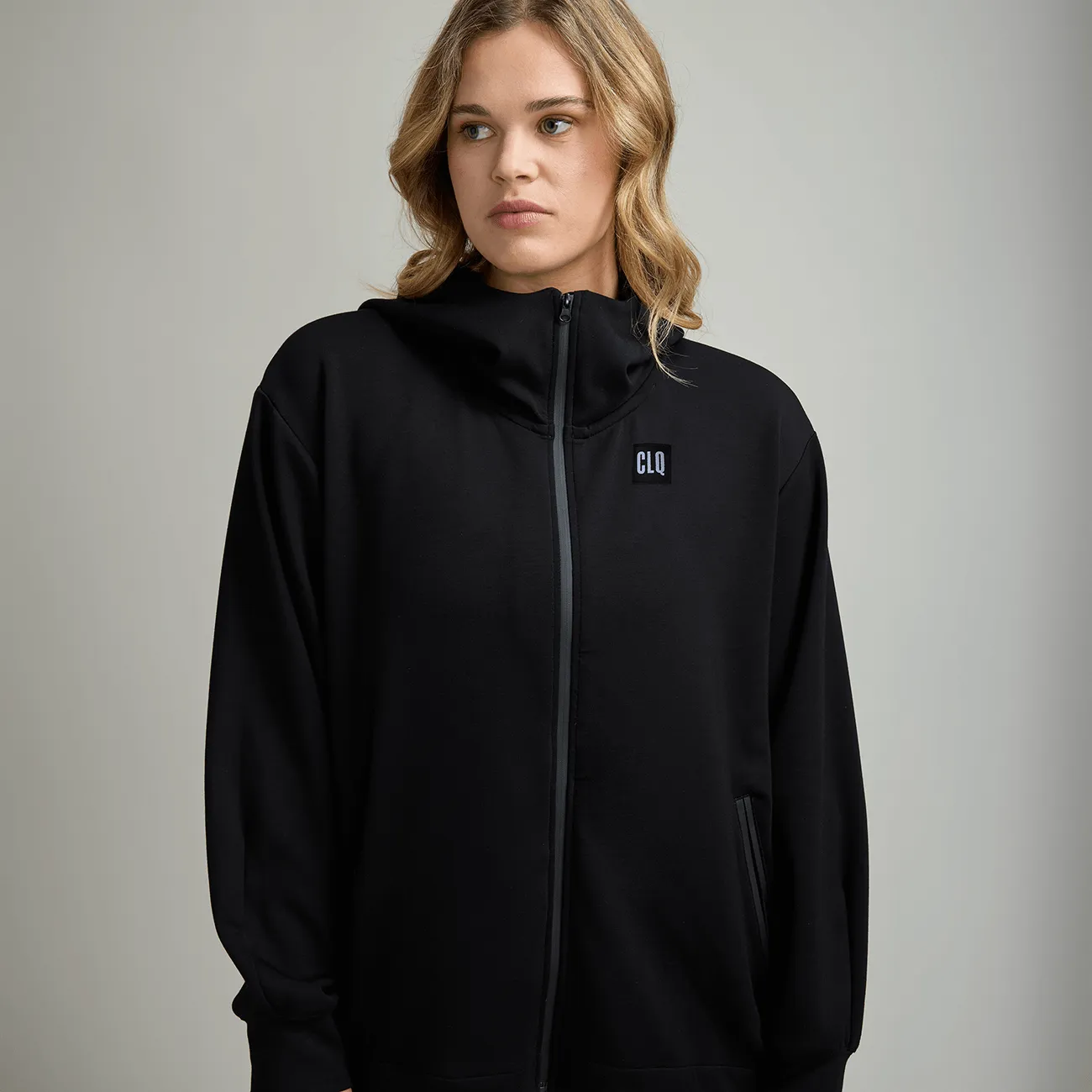 CLQ Zip through Oversized Tech Hoodie