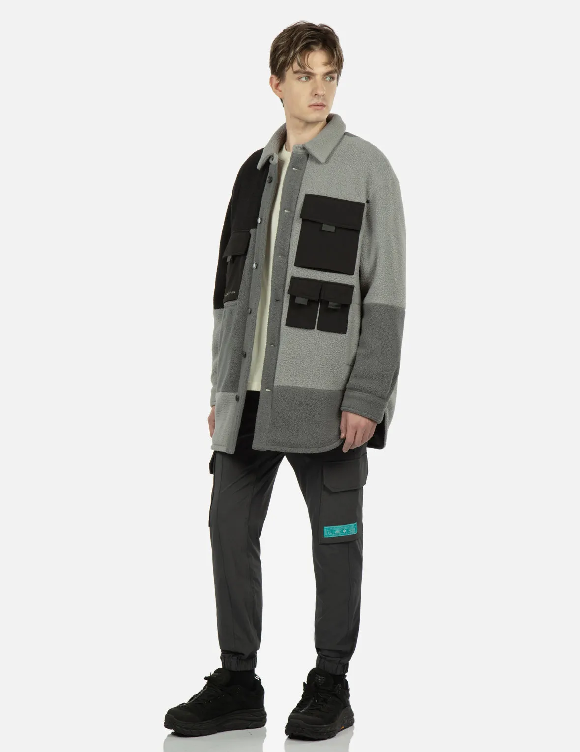 Colorblock Fleece Shirt Jacket