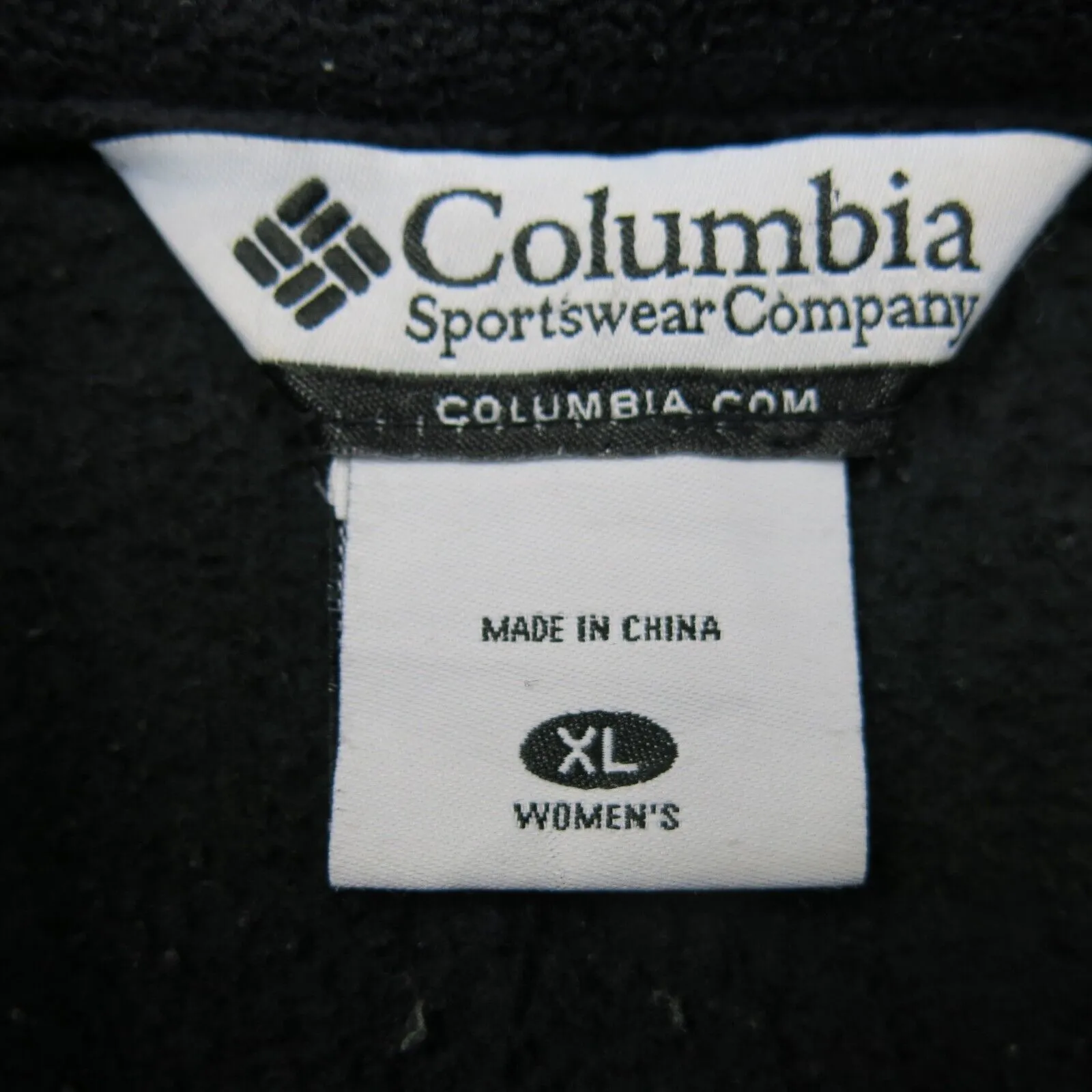 Columbia Womens Fleece Jacket Full Zip Long Sleeve Mock Neck Logo Black Size XL