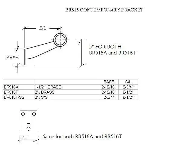 Contemporary Bracket for 1-1/2" Tubing