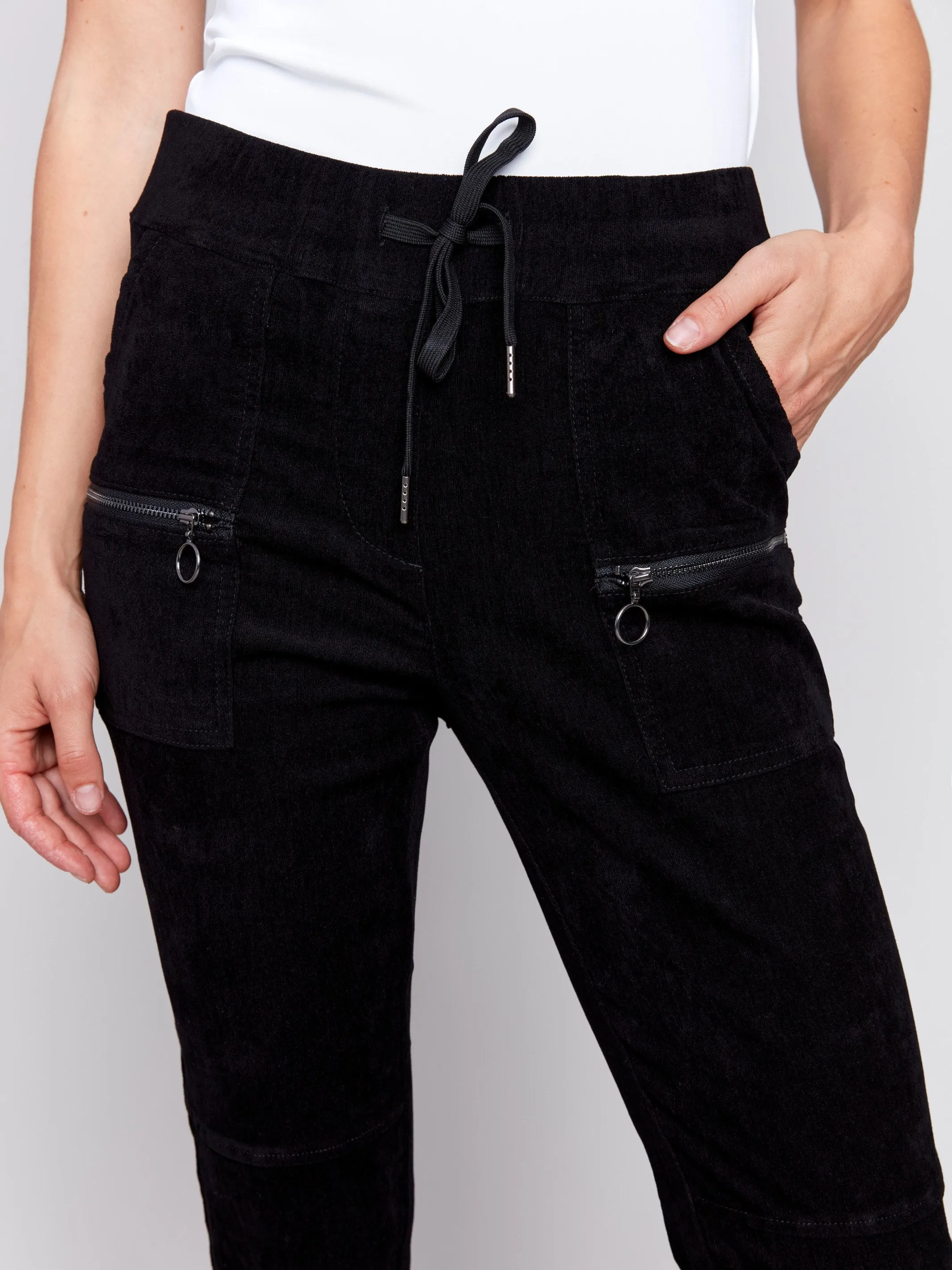 Corduroy Jogger Pants - Black