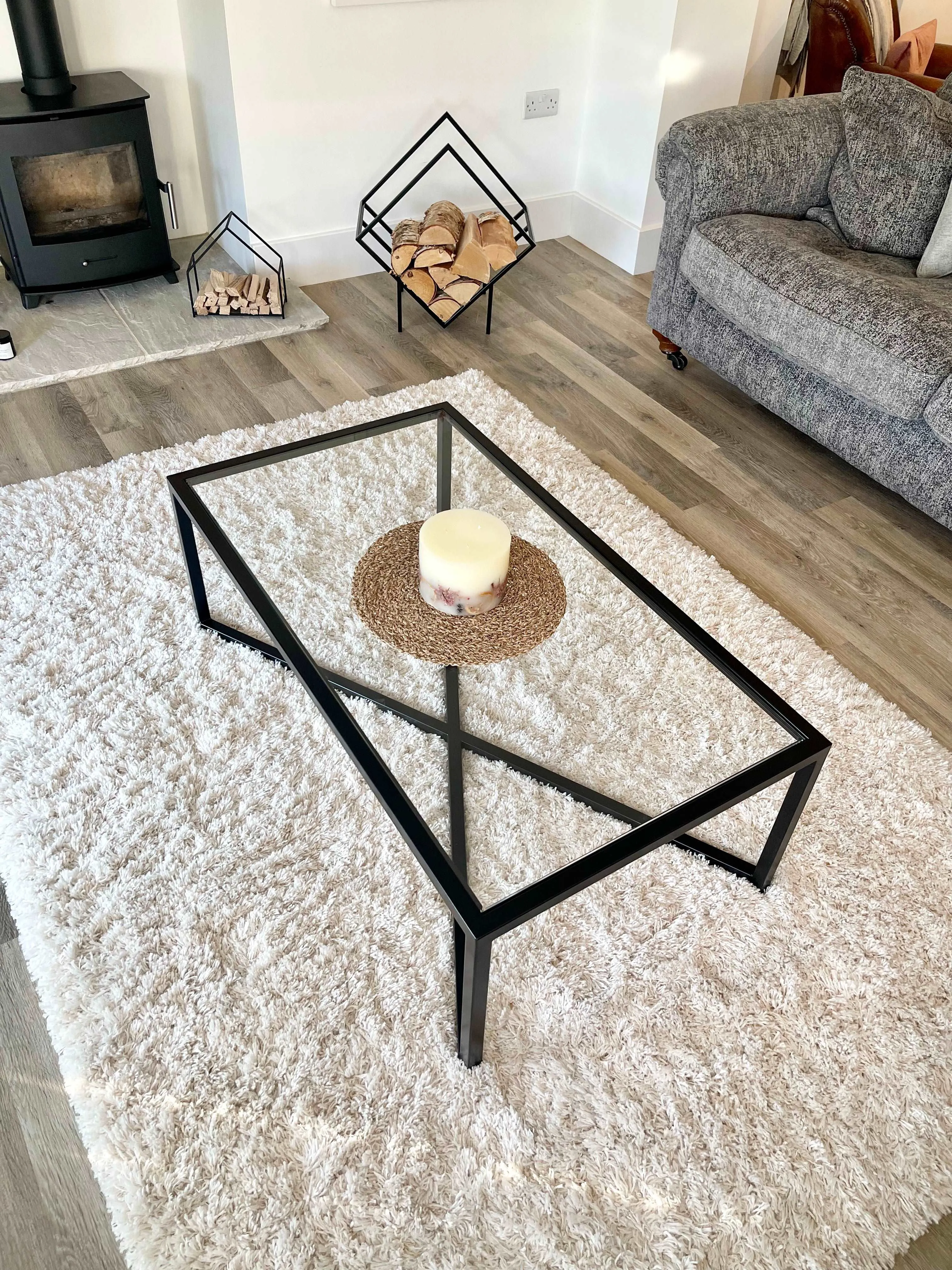 Crossley Glass Metal Coffee Table - Black