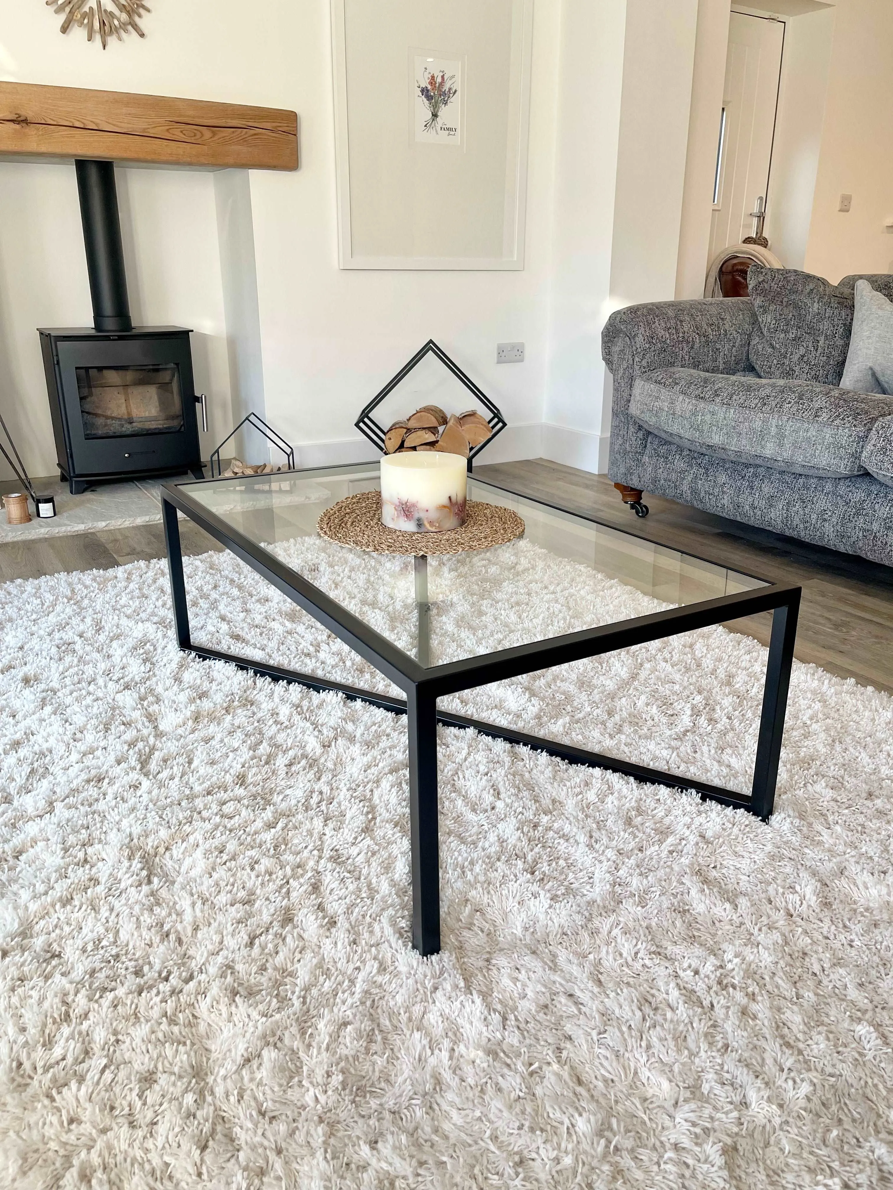 Crossley Glass Metal Coffee Table - Black