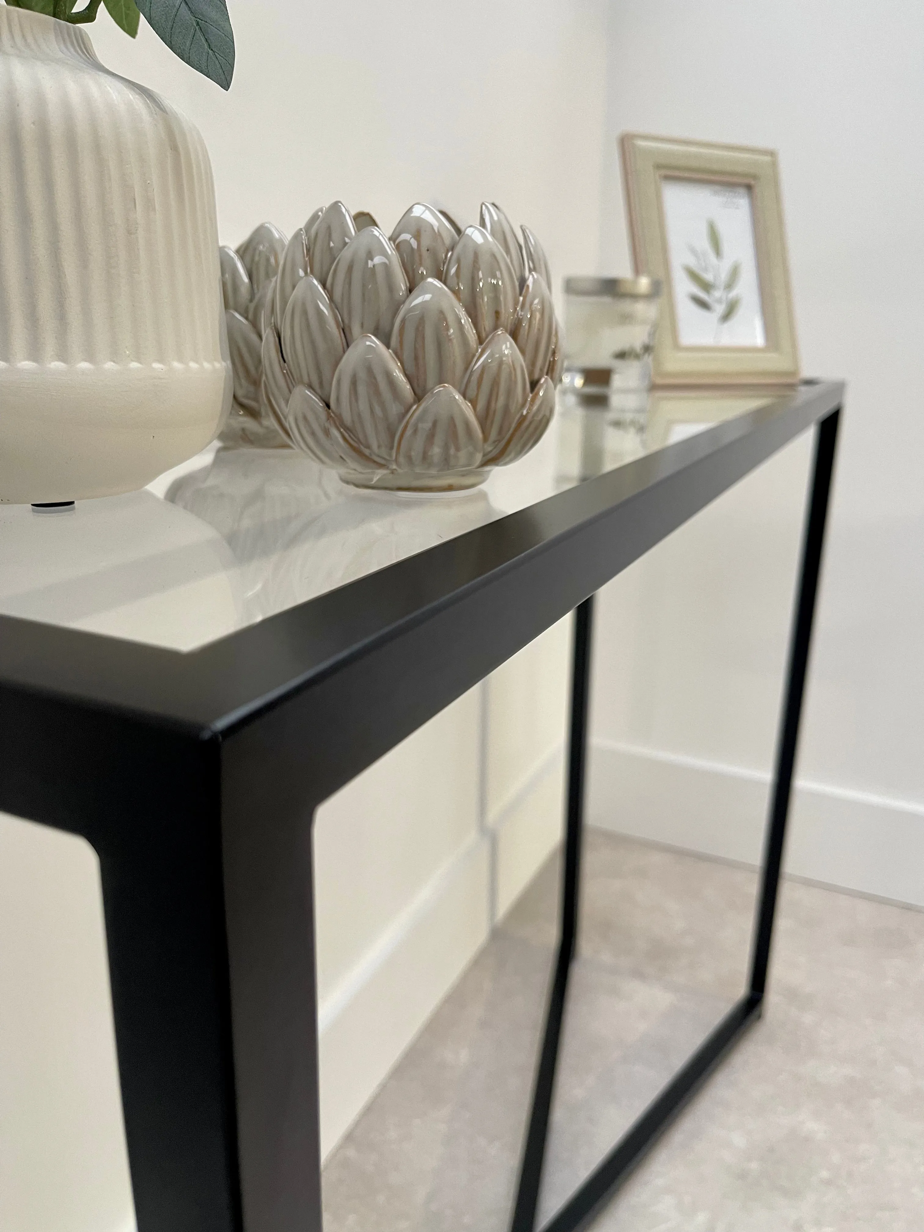 Crossley Glass Metal Console Table - Black