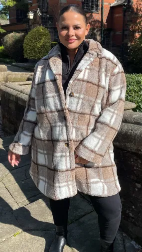 CurveWow Checked Teddy Coat