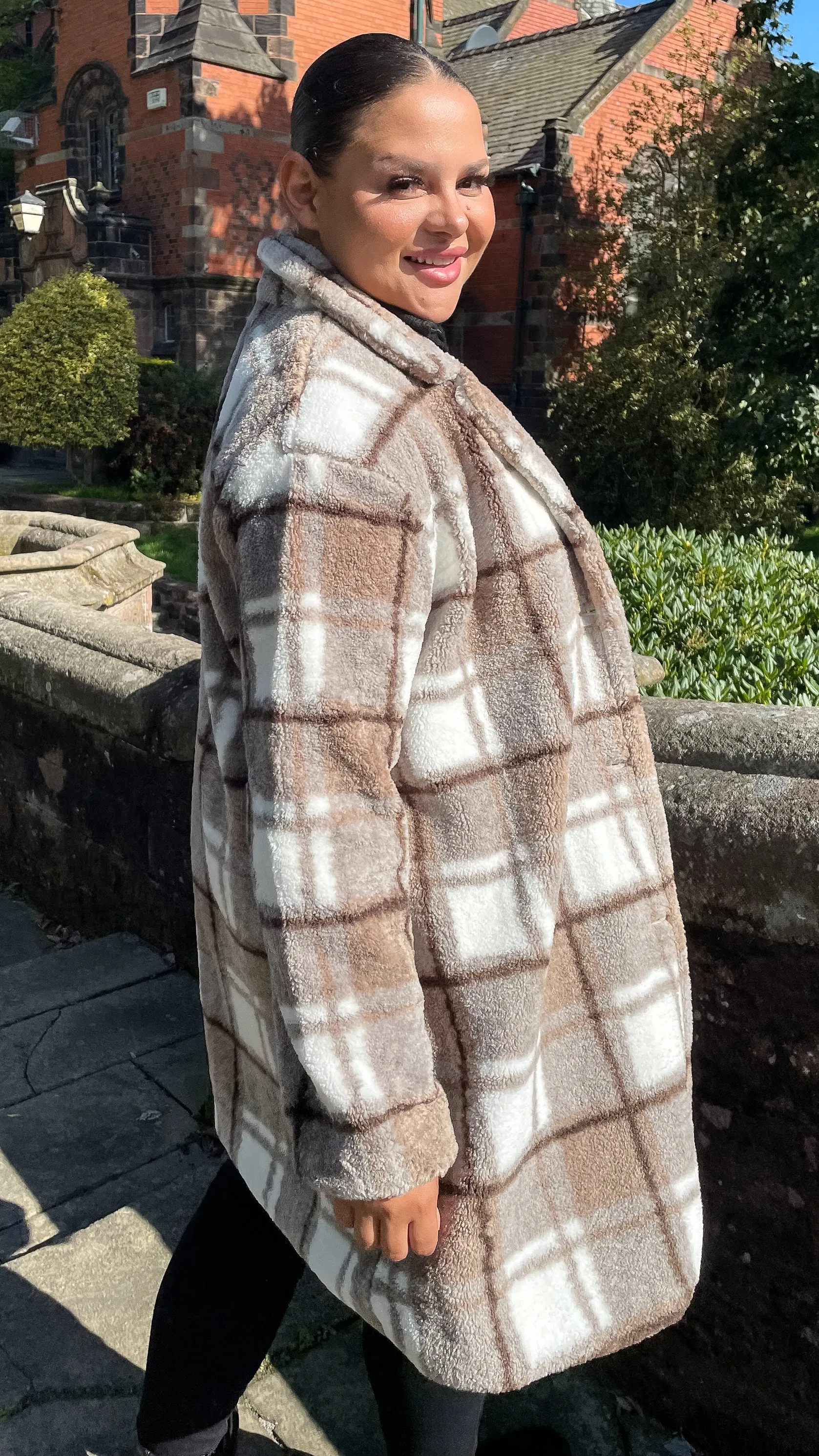 CurveWow Checked Teddy Coat