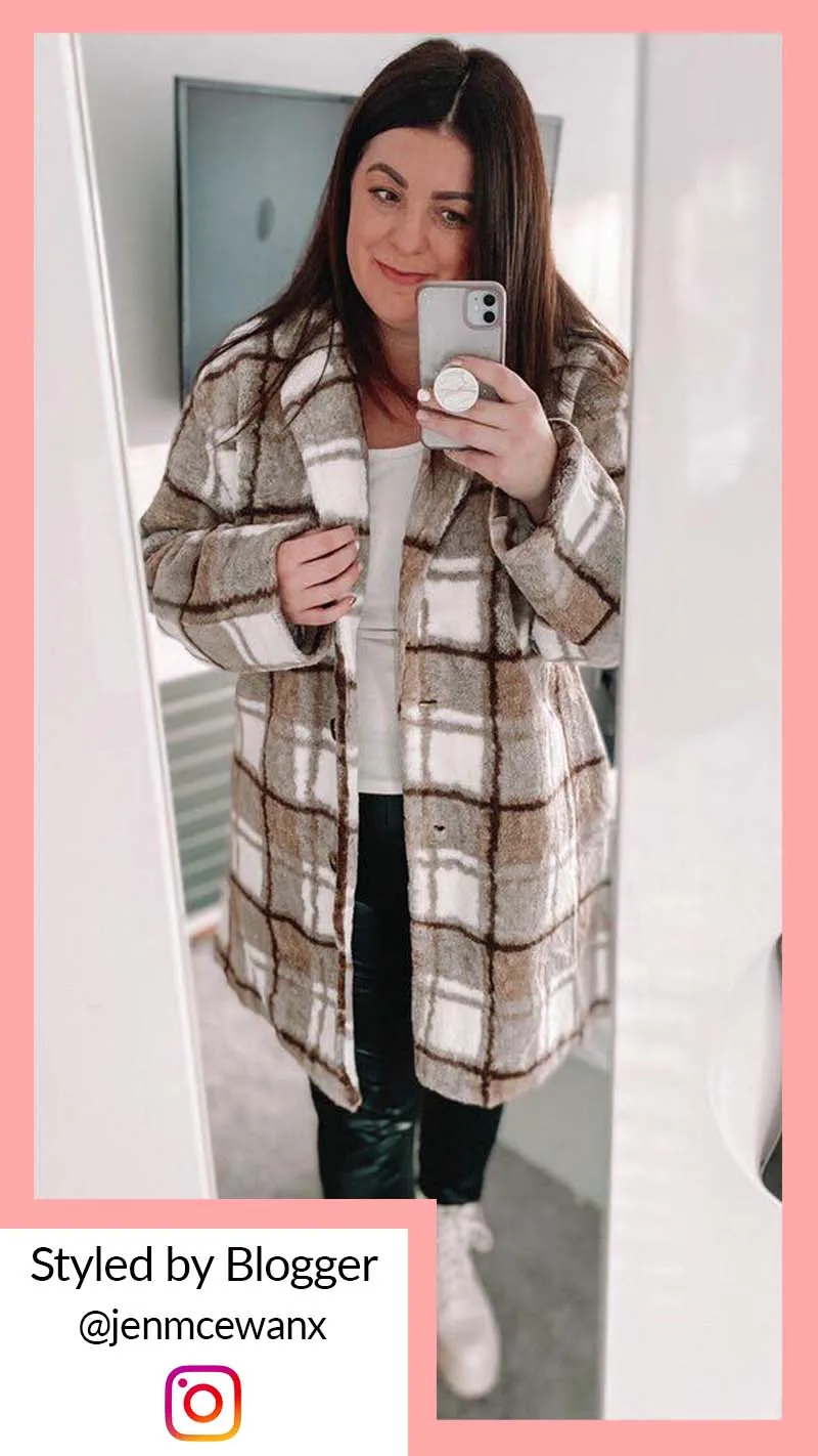 CurveWow Checked Teddy Coat