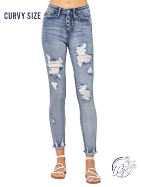 Curvy Julianna High-Rise Button Fly Skinny by Judy Blue