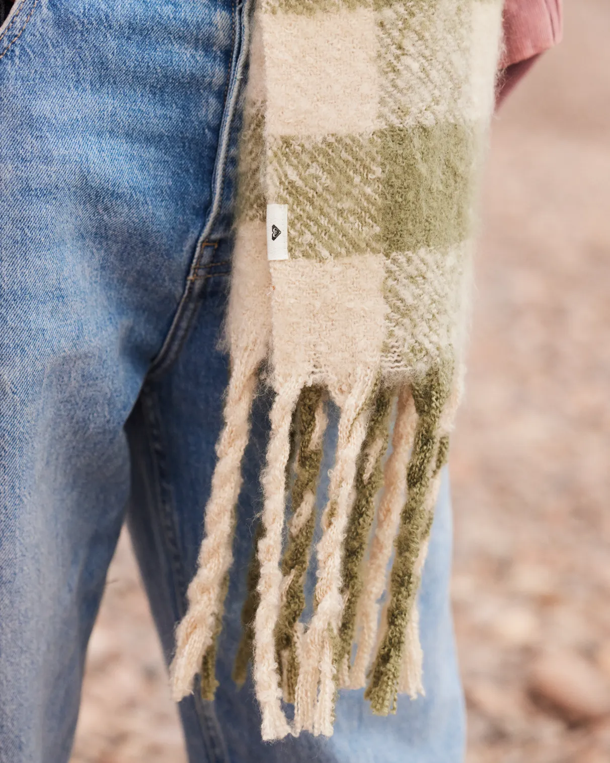 Cute Blush Scarf in Oil Green Be Bold Plaid