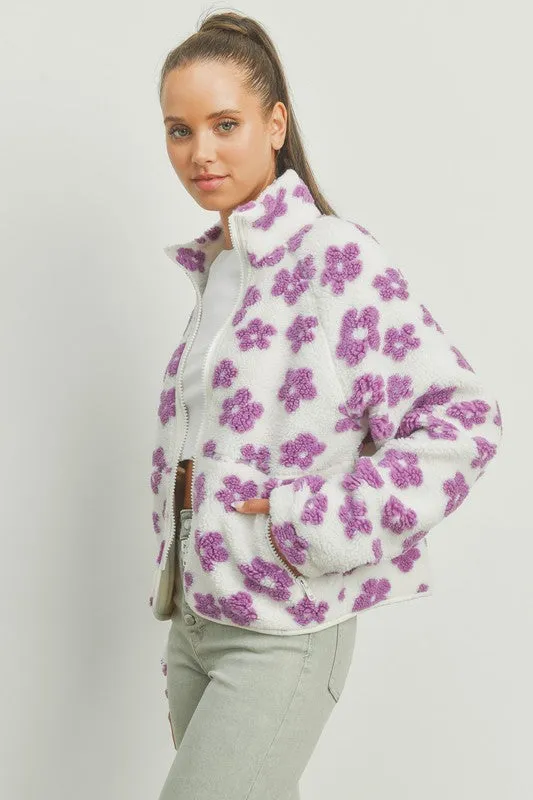 Daisy Flower Pattern Fleece Jacket - Final Sale