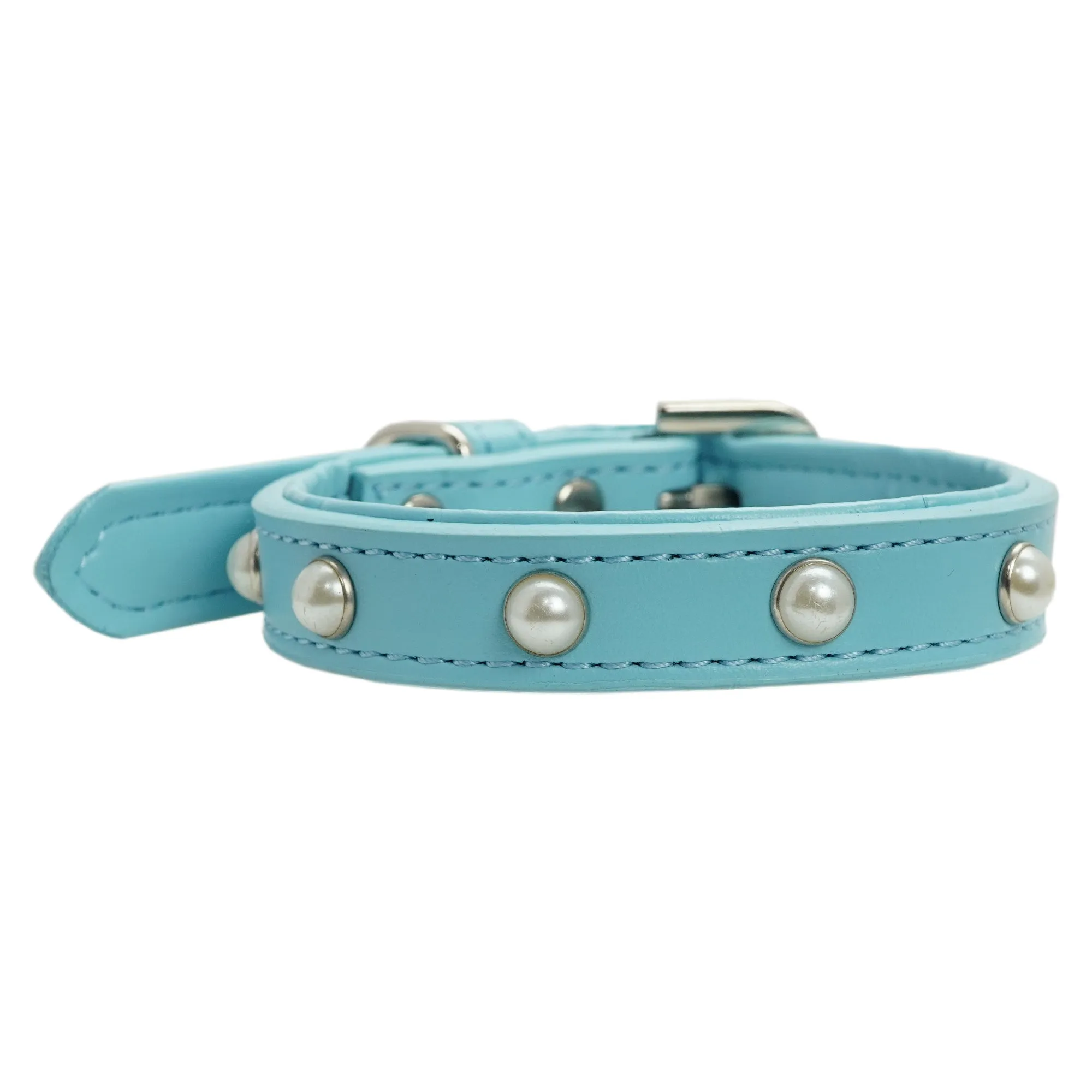 Dan & Sam - Vegan Leather Dog Collar (Blue Pearl)