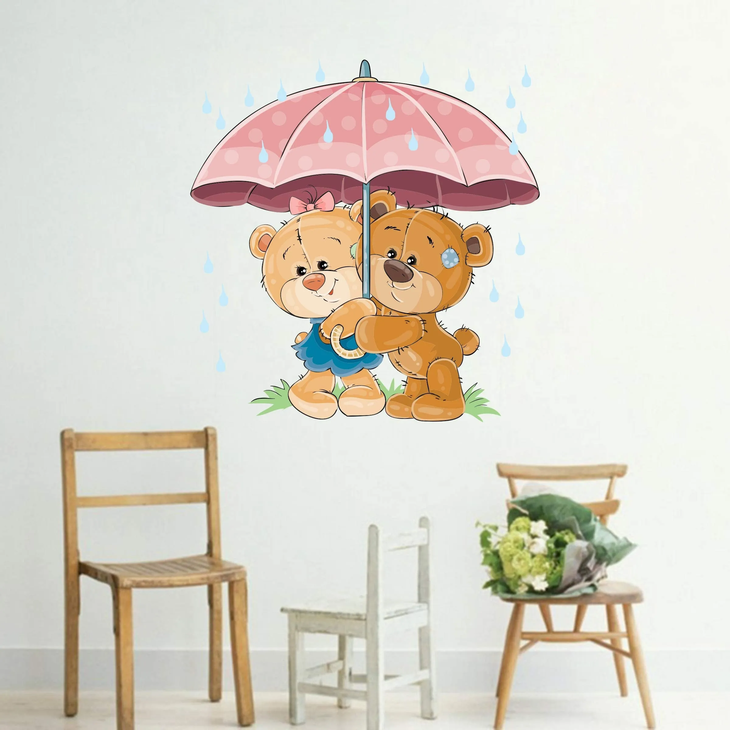 Divine decoration Cute Teddy Bears Wall Sticker Door,Window, Design Decal Standar Door,Window, Design Decal Standar 60 cm x 58 cm