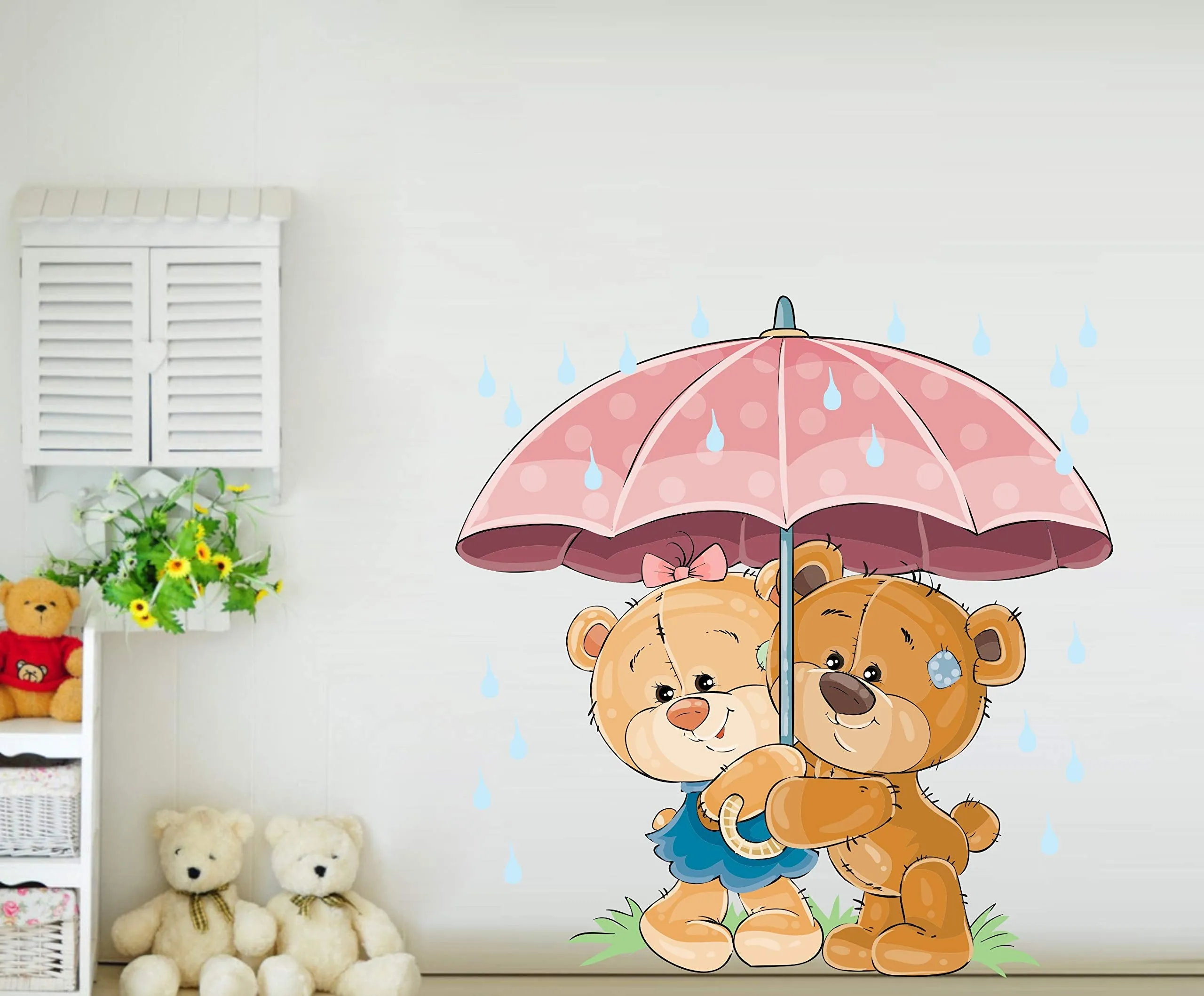 Divine decoration Cute Teddy Bears Wall Sticker Door,Window, Design Decal Standar Door,Window, Design Decal Standar 60 cm x 58 cm