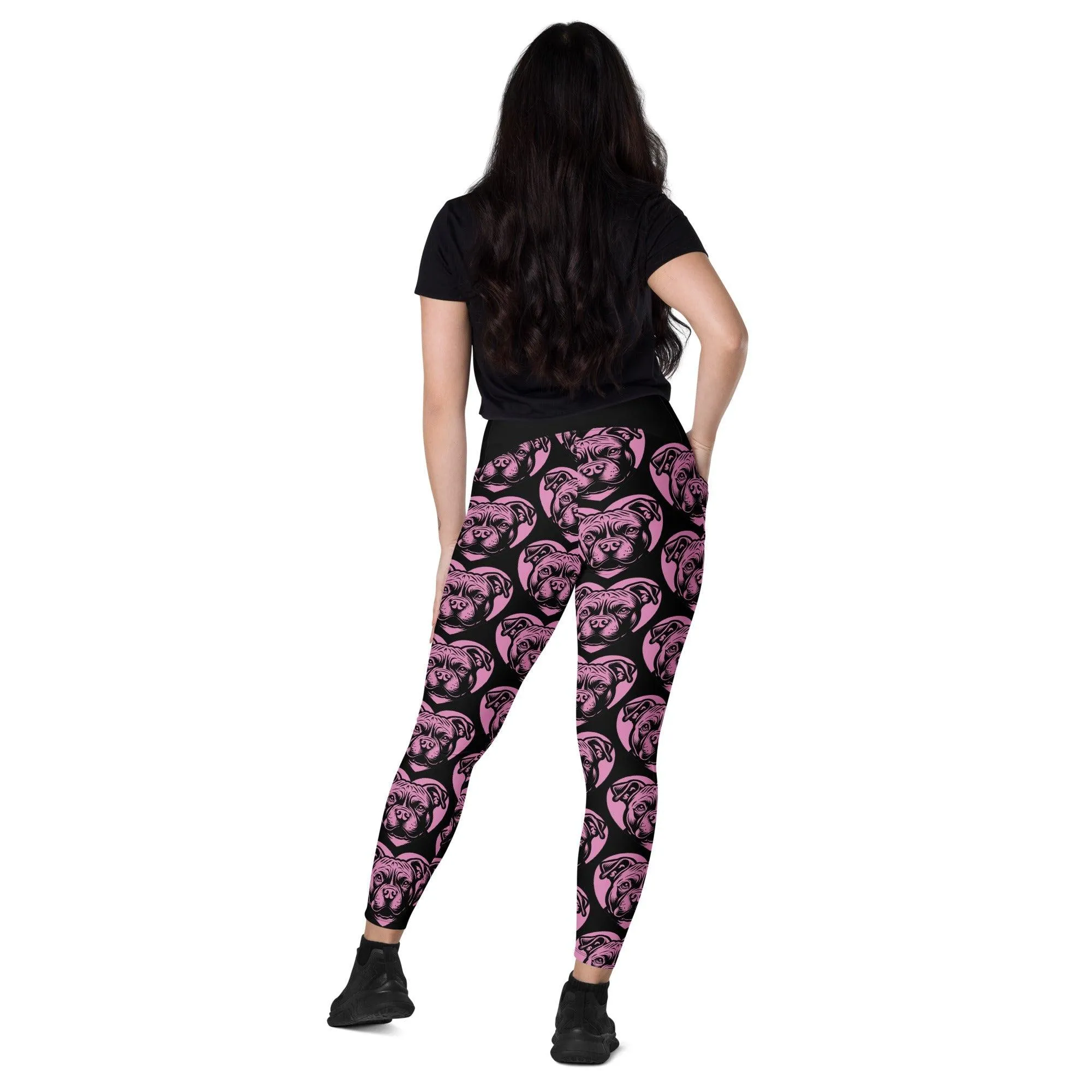 DOG BREED LEGGINGS with pockets - AMERICAN BULLY POCKET - HERTTAHOUND - pink