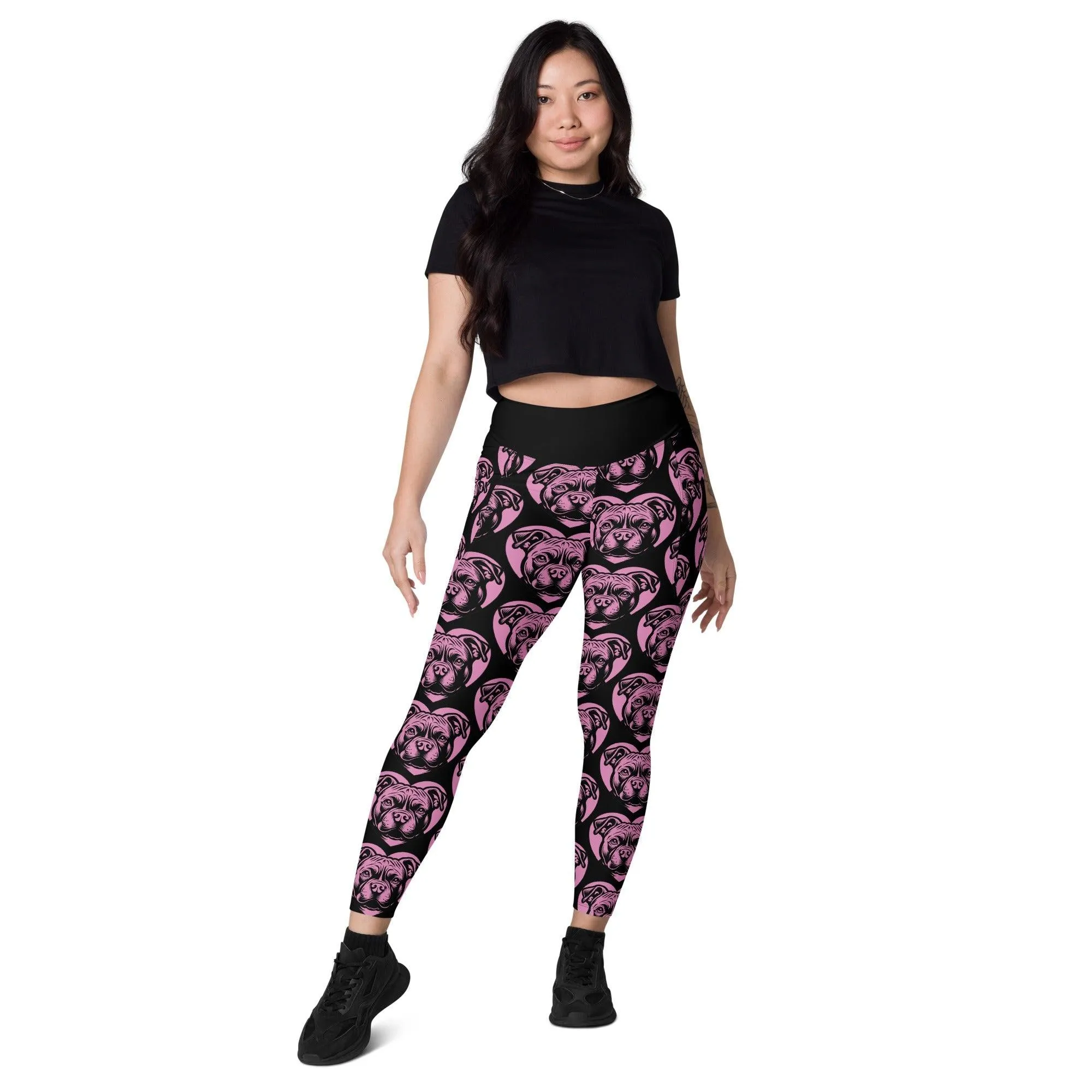 DOG BREED LEGGINGS with pockets - AMERICAN BULLY POCKET - HERTTAHOUND - pink