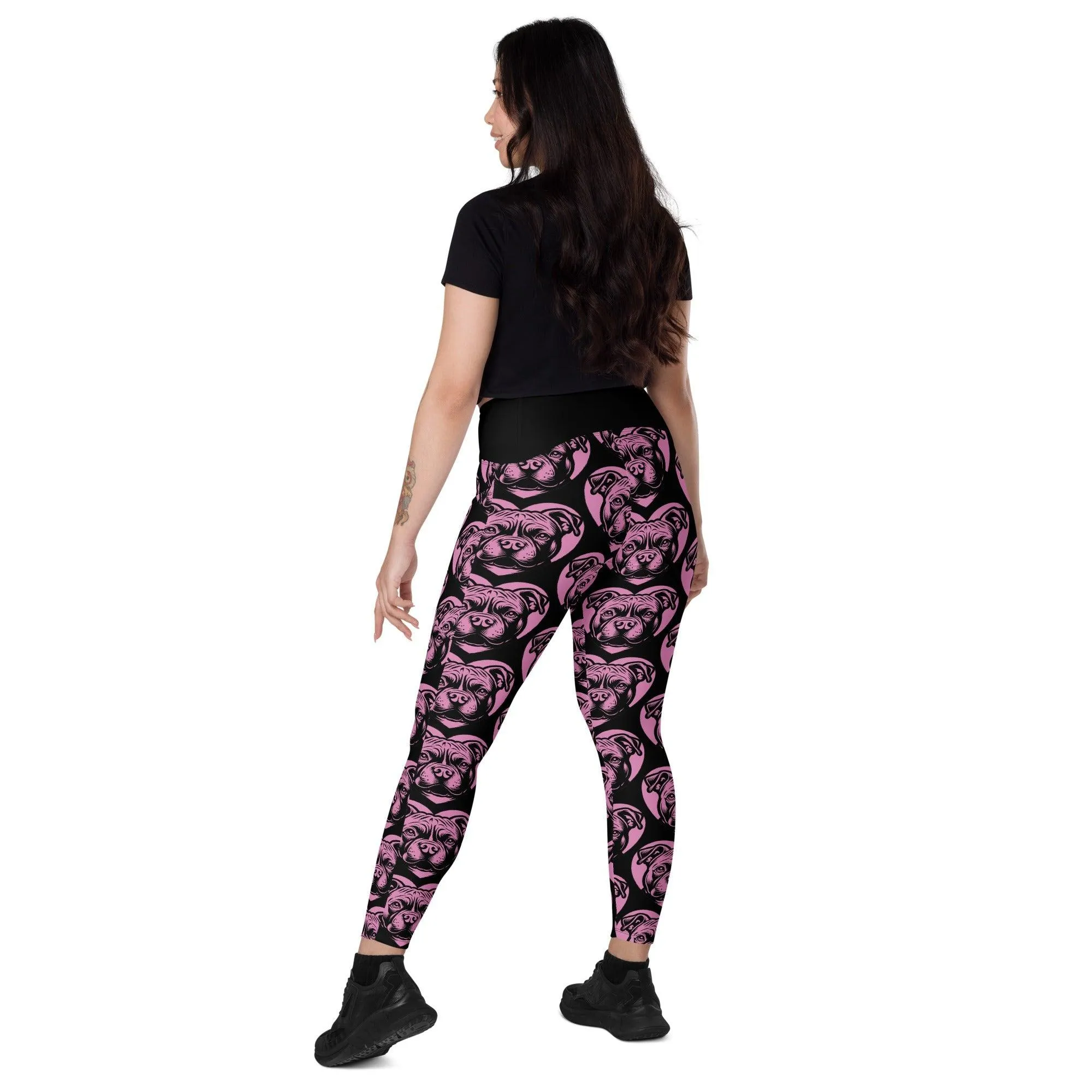 DOG BREED LEGGINGS with pockets - AMERICAN BULLY POCKET - HERTTAHOUND - pink