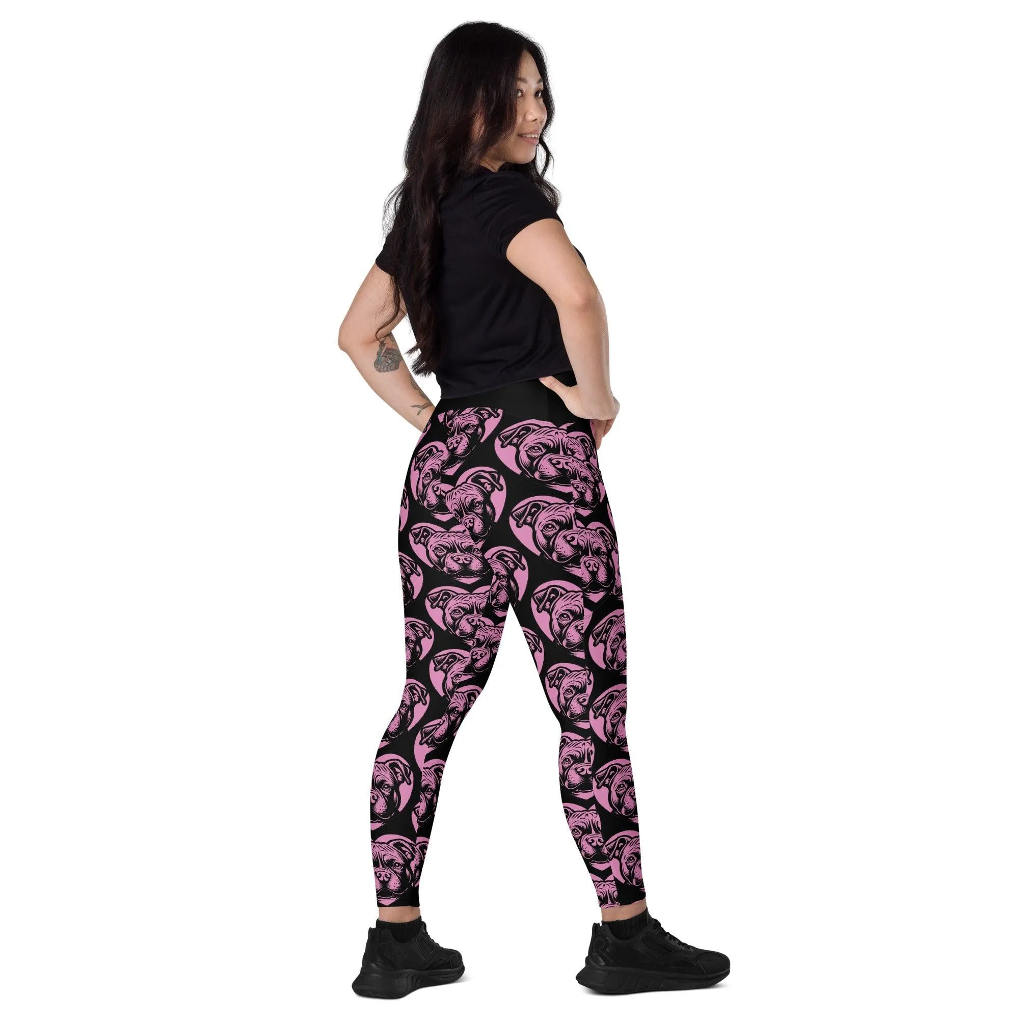 DOG BREED LEGGINGS with pockets - AMERICAN BULLY POCKET - HERTTAHOUND - pink