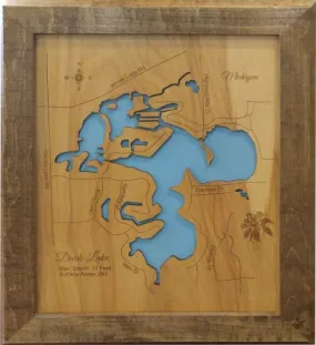 Duck Lake, Michigan - Oakland County - Laser Cut Wood Map