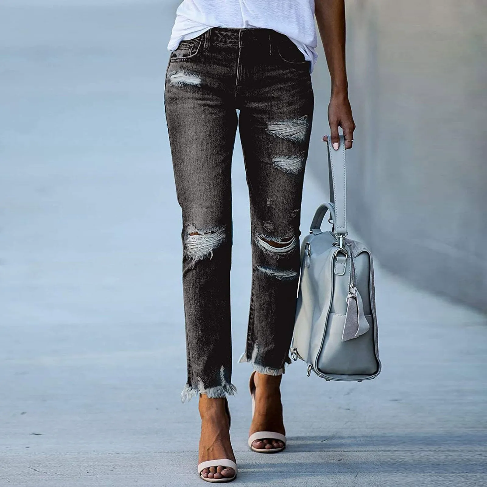 Edgy Fringe Ankle Denim