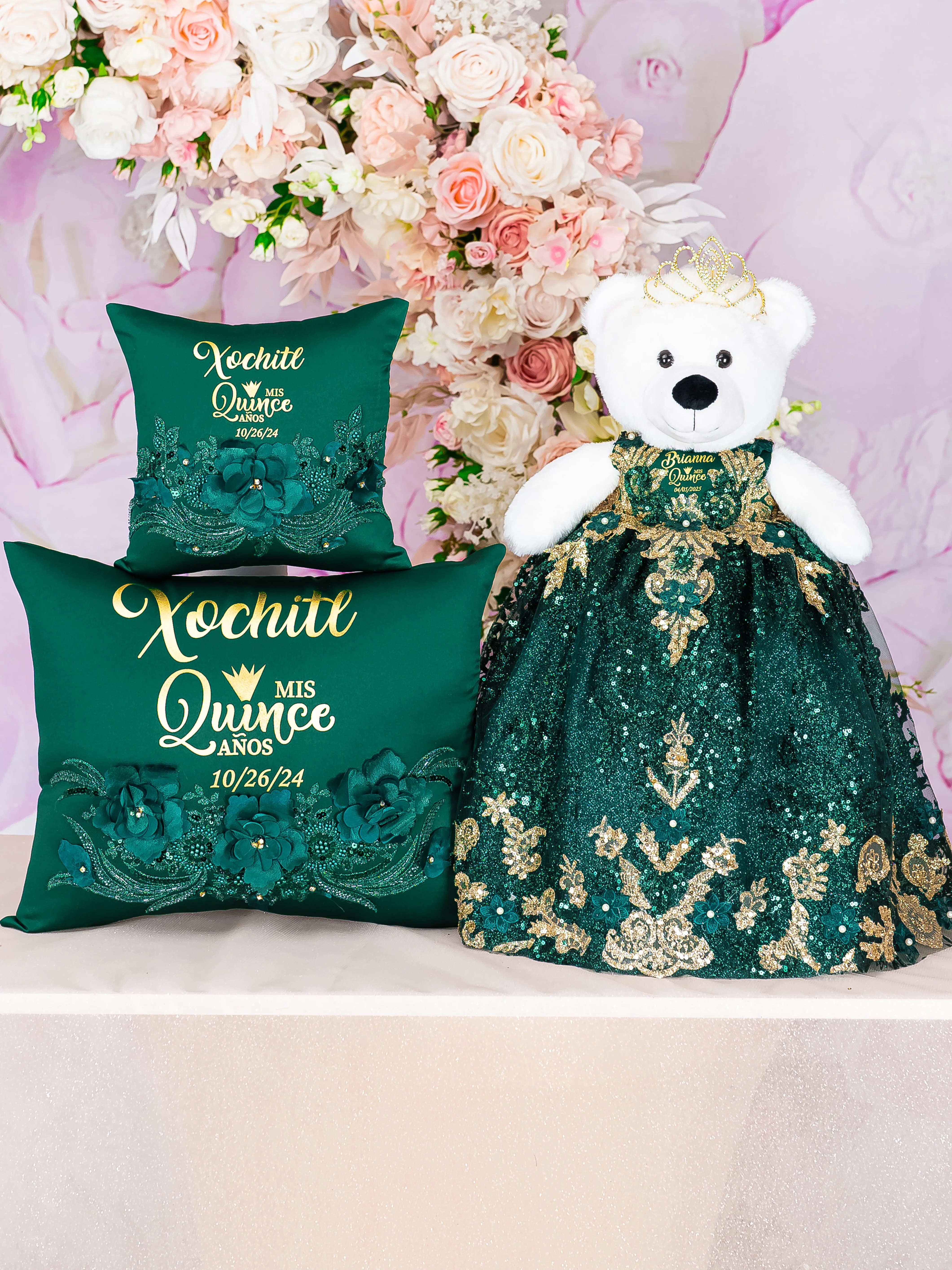 Emerald Green last teddy bear for quinceanera