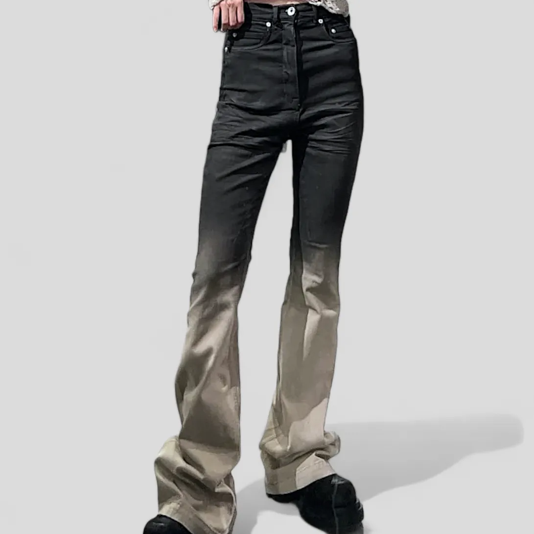 Extreme flare two tone 5 pocket stretch jean