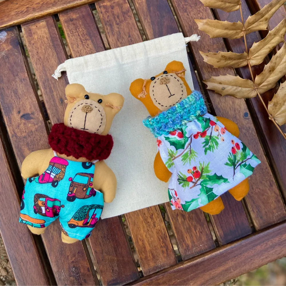 Fabric Dolls, Set of 2 Dolls, Bears