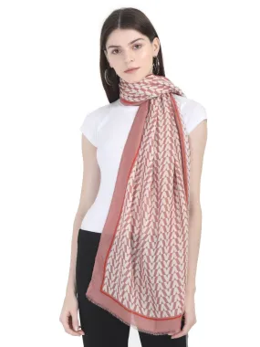 FabSeasons Arrow Printed Peach Cotton Scarves for Winter and Summer