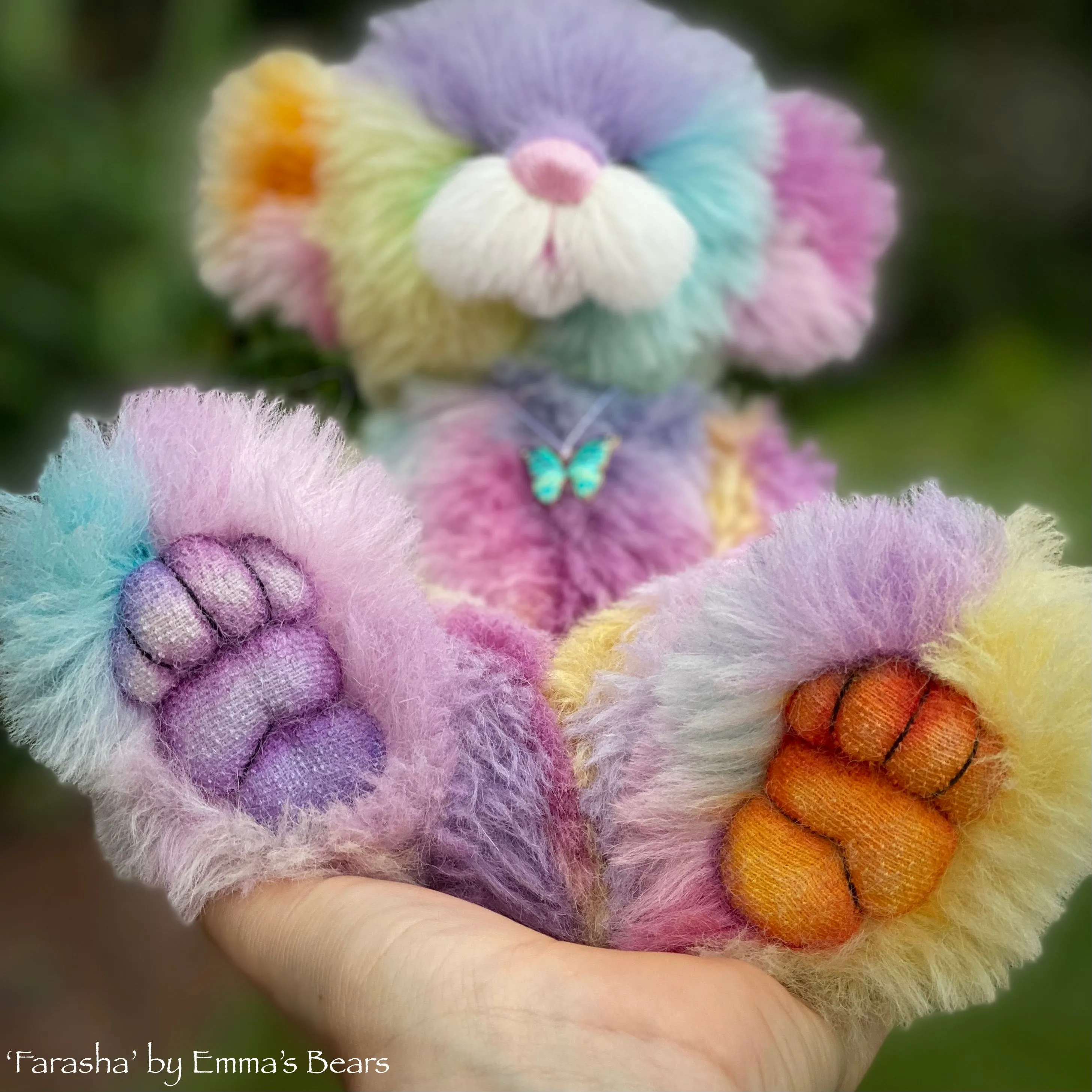 Farasha - 12" Hand Dyed Rainbow Alpaca Artist Bear by Emma's Bears - OOAK