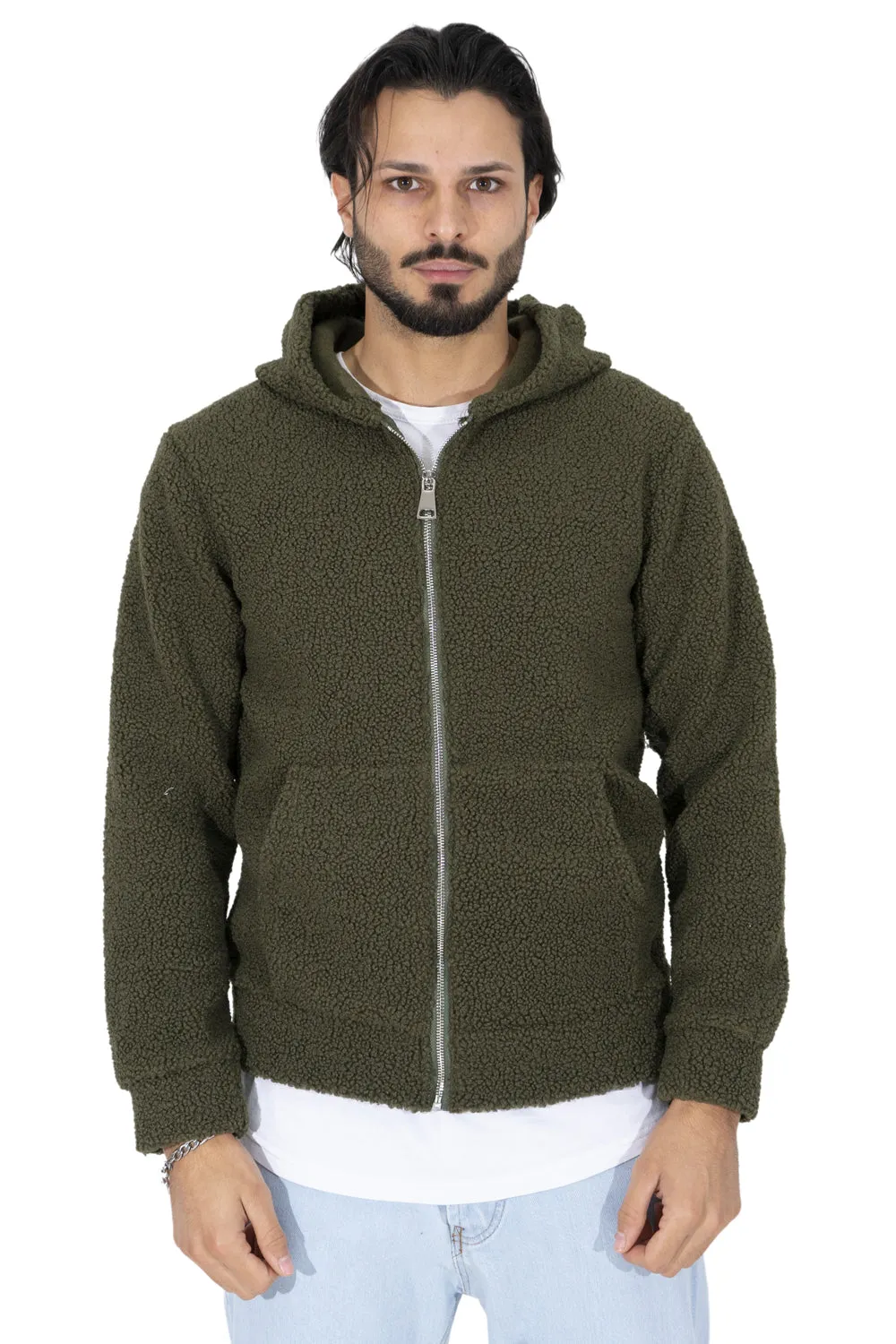 Felpa Teddy Eco-pelliccia Con Zip e Cappuccio Art. Fe141