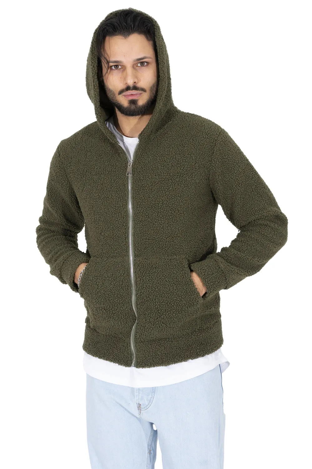 Felpa Teddy Eco-pelliccia Con Zip e Cappuccio Art. Fe141