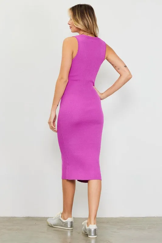 FINAL SALE!! The "Alyvia" Ribbed Midi Dress in Pink