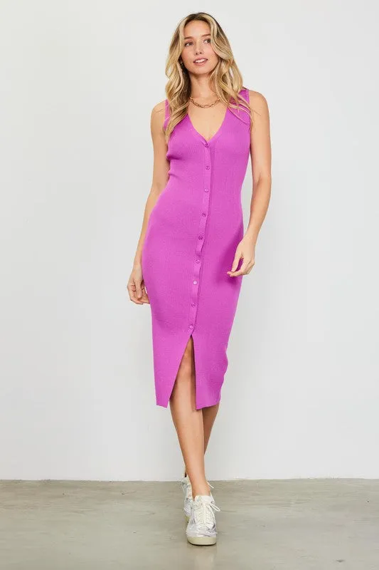 FINAL SALE!! The "Alyvia" Ribbed Midi Dress in Pink