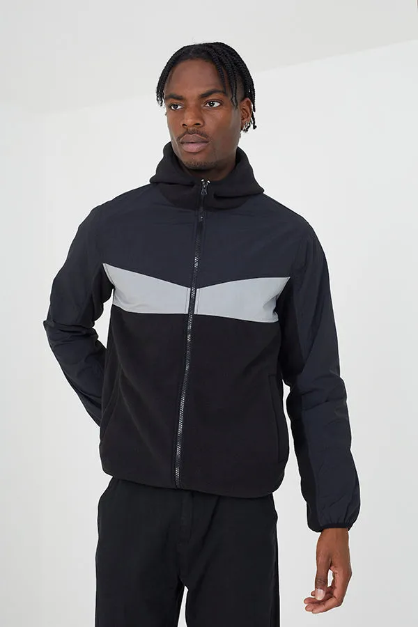 FLEECE / POLY MIX JACKET WITH CONTRAST PANELS