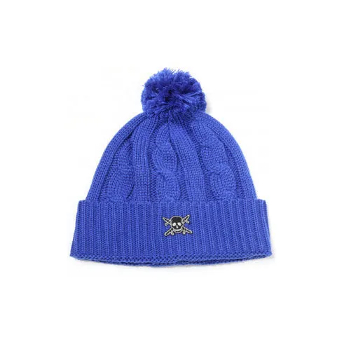 Fourstar Pirate Patch Pom Cable Knit Beanie Royal Blue