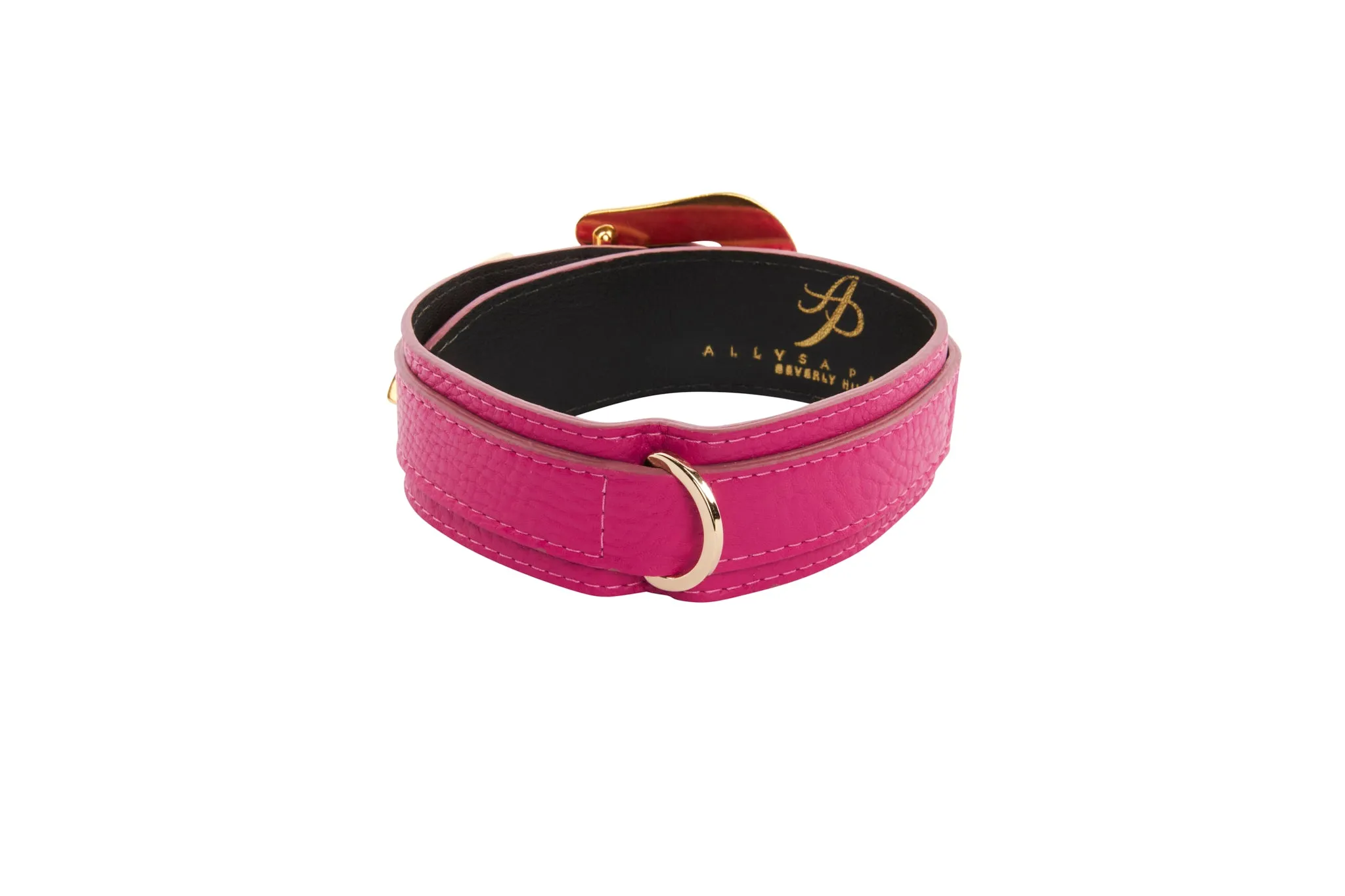 Fuchsia Italian Leather With Custom Gold Western Floral Hardware