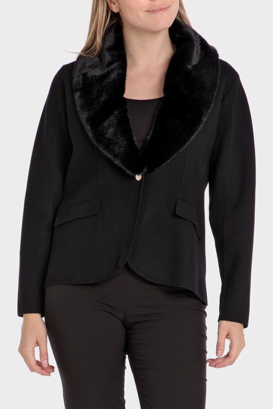 Fur Collar Jacket - Black