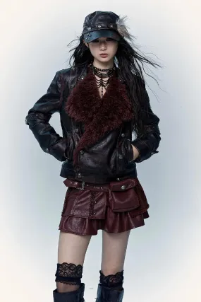 Fur-Collar Moto Jacket