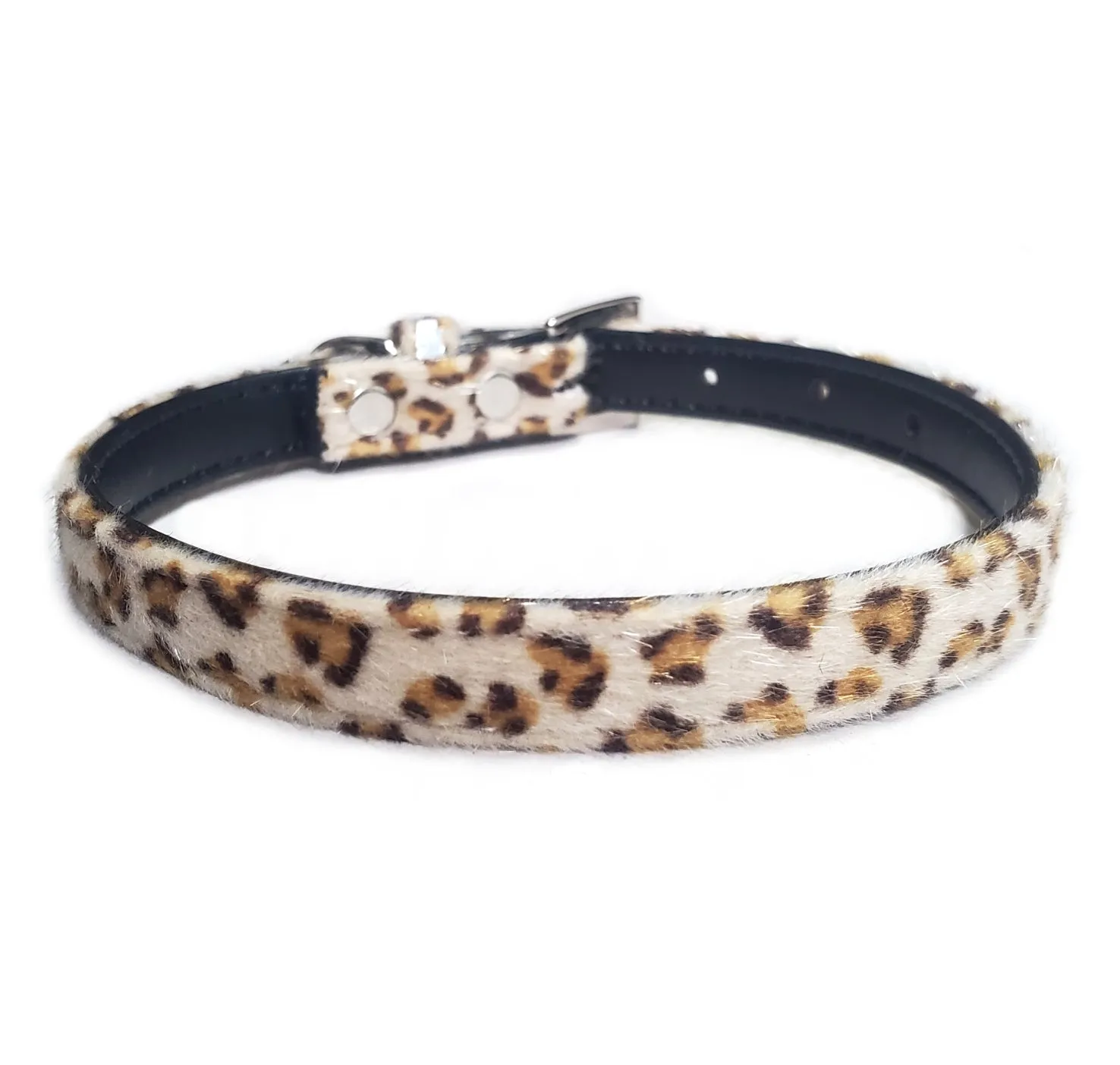 Furry Leopard Print Dog Collar