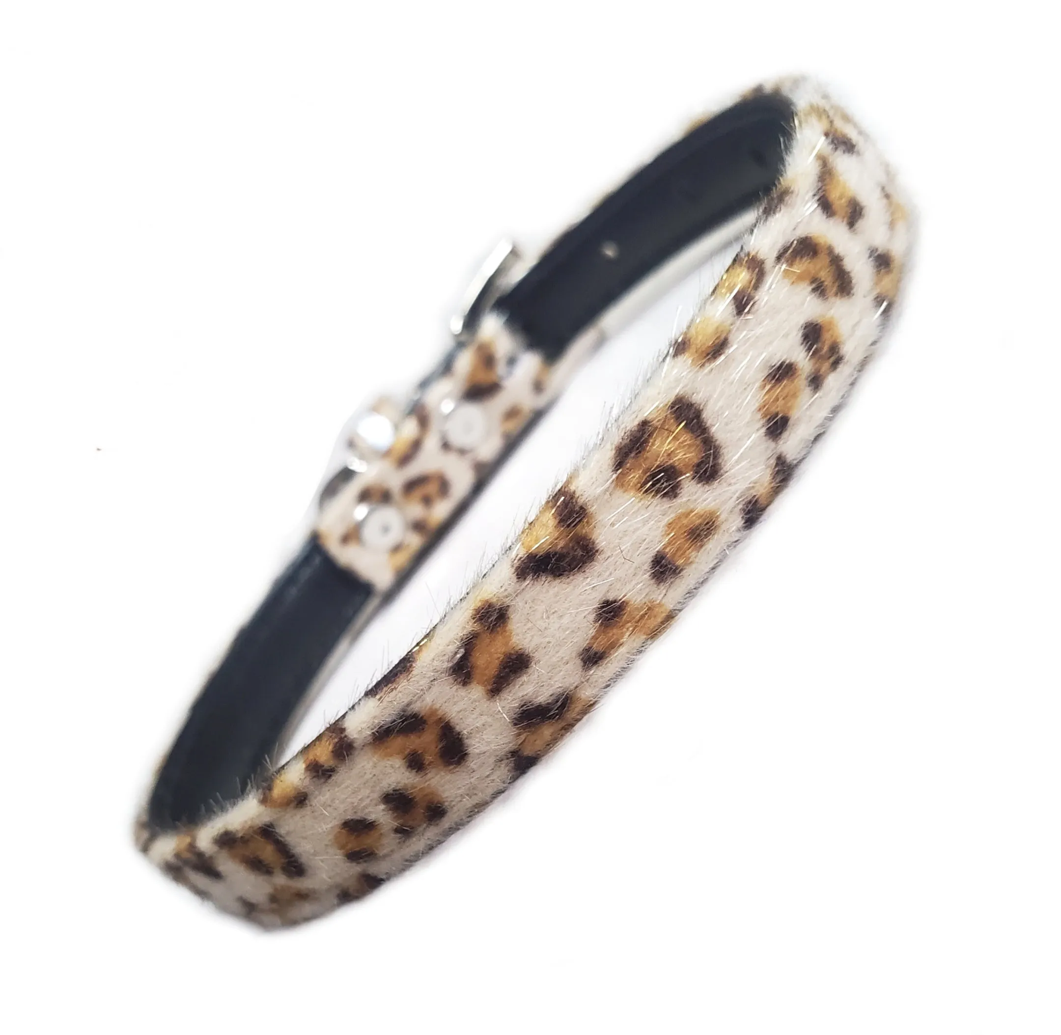 Furry Leopard Print Dog Collar