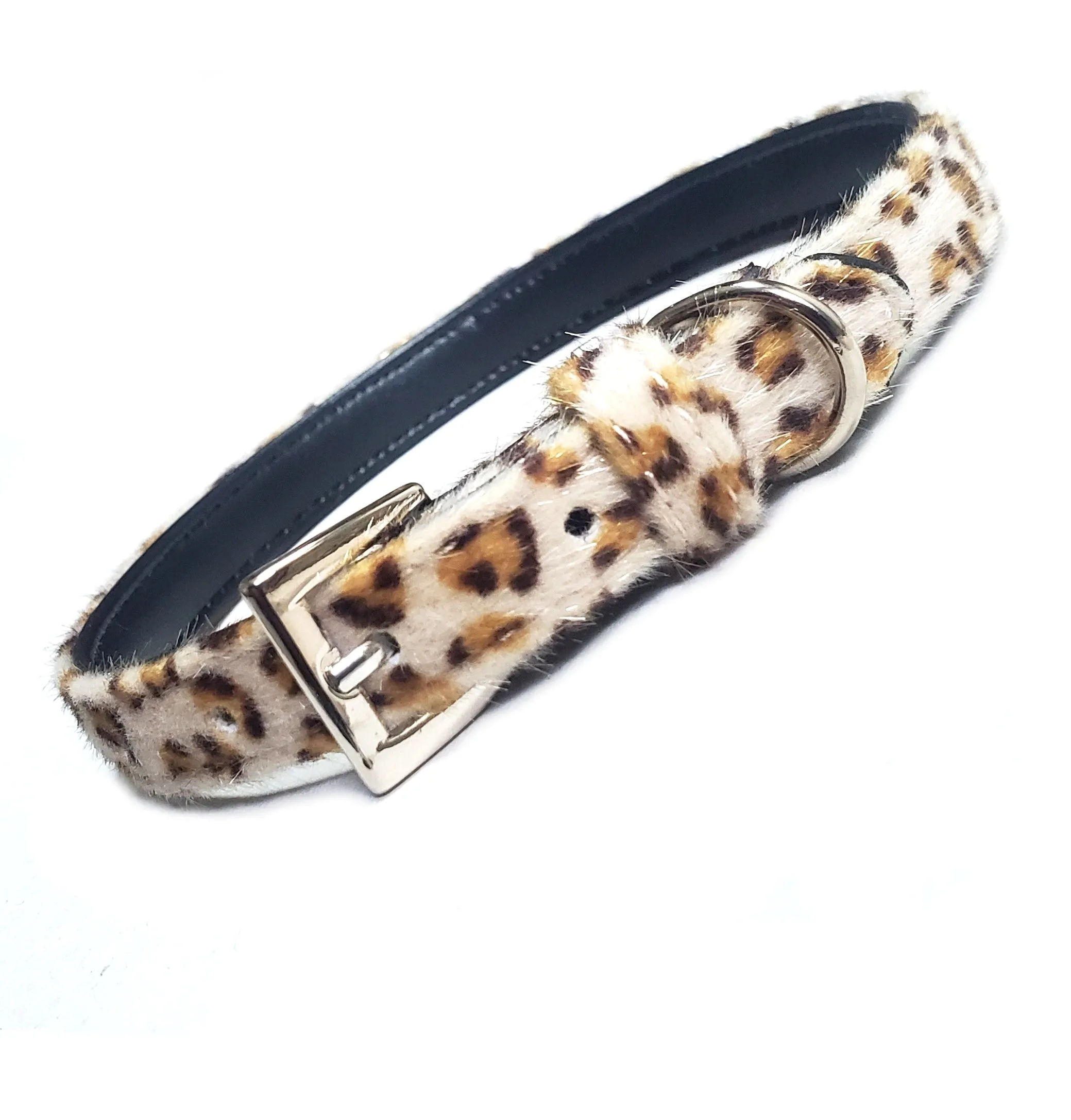 Furry Leopard Print Dog Collar