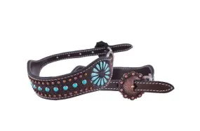 Genuine leather dog collar with turquoise