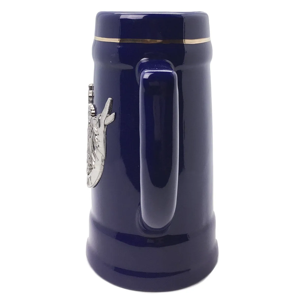 German Eagle Beer Mug .75L Cobalt Blue Medallion Stein