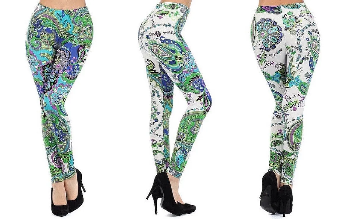 Green Paisley Comfort Leggings