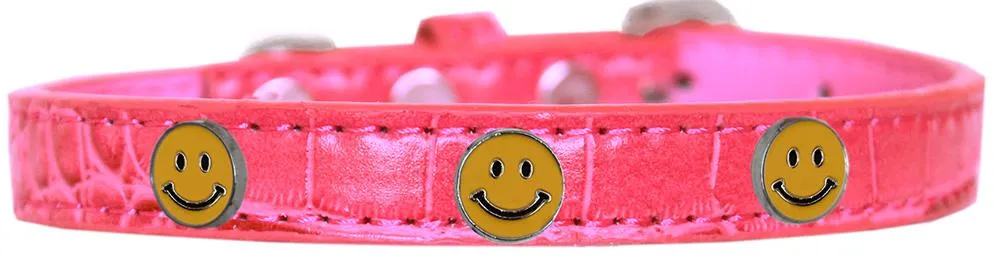 Happy Face Widget Croc Dog Collar Bright Pink Size 12