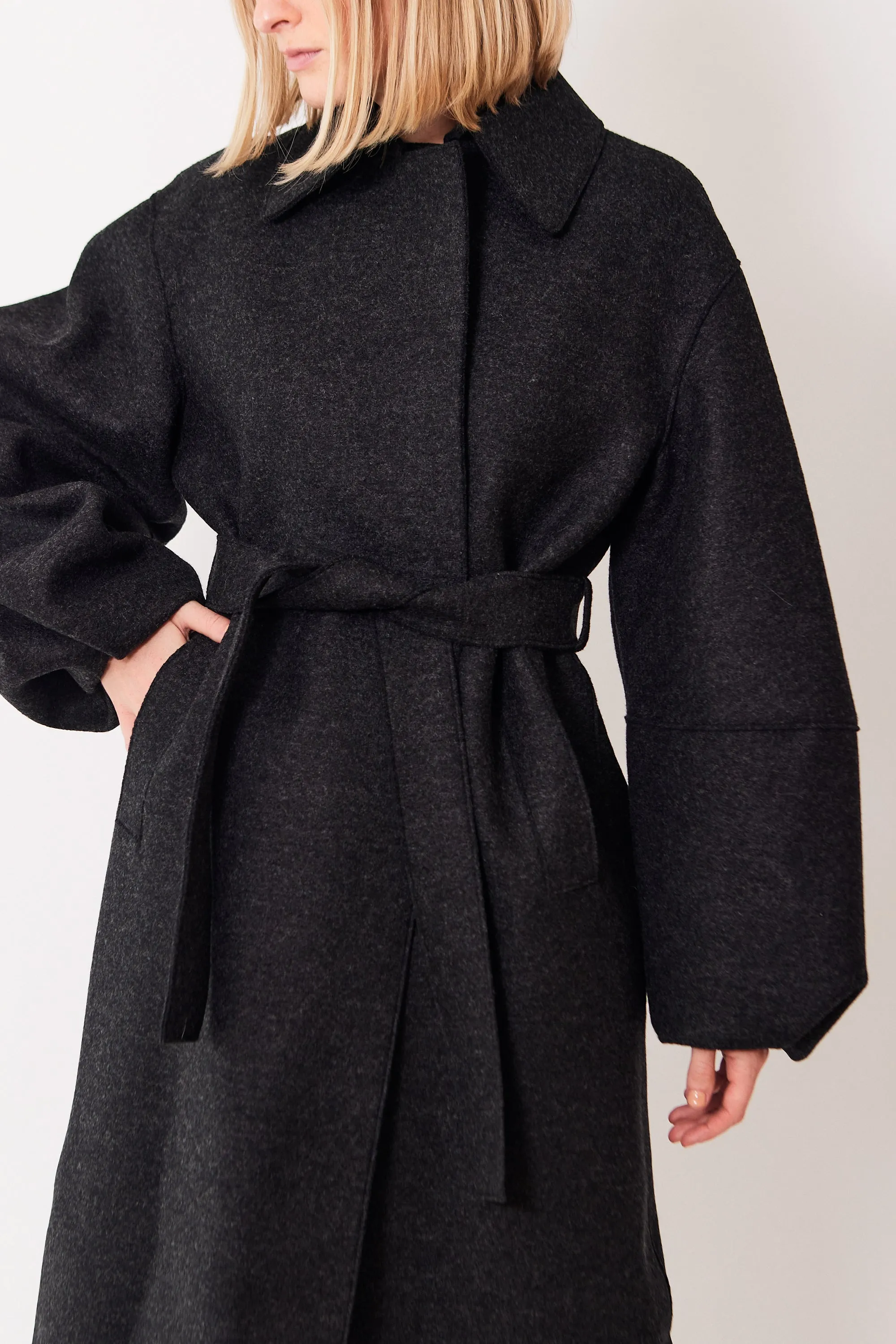 Harris Wharf Pressed Wool Puff Sleeved Coat