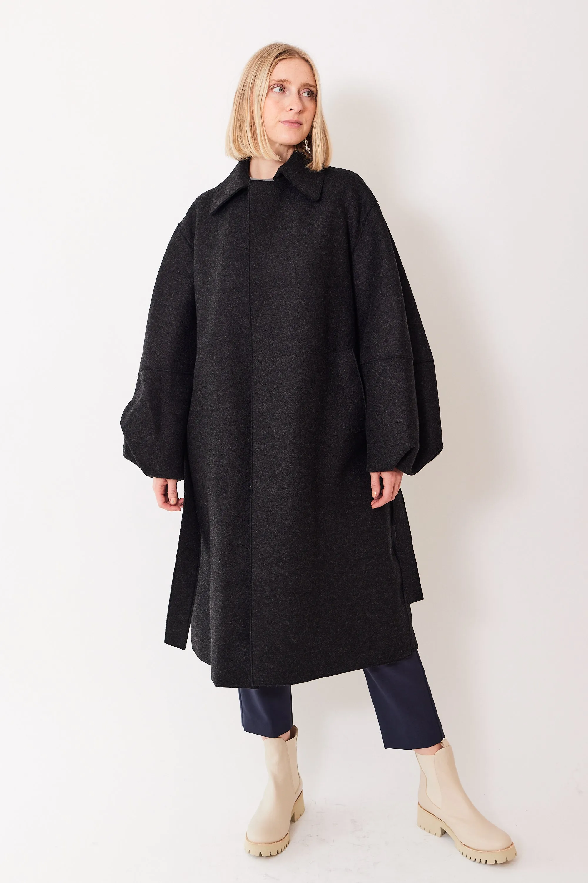 Harris Wharf Pressed Wool Puff Sleeved Coat