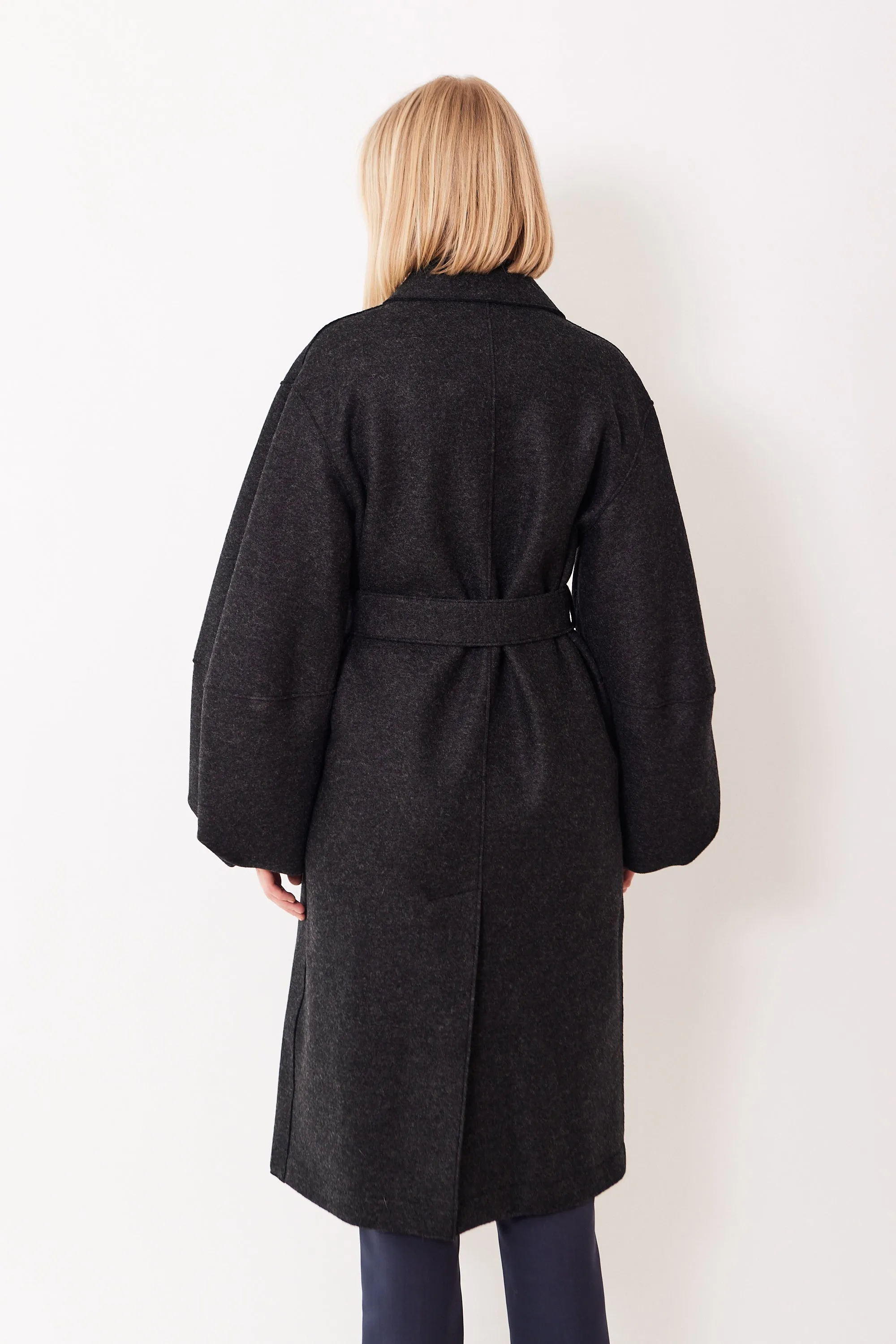 Harris Wharf Pressed Wool Puff Sleeved Coat