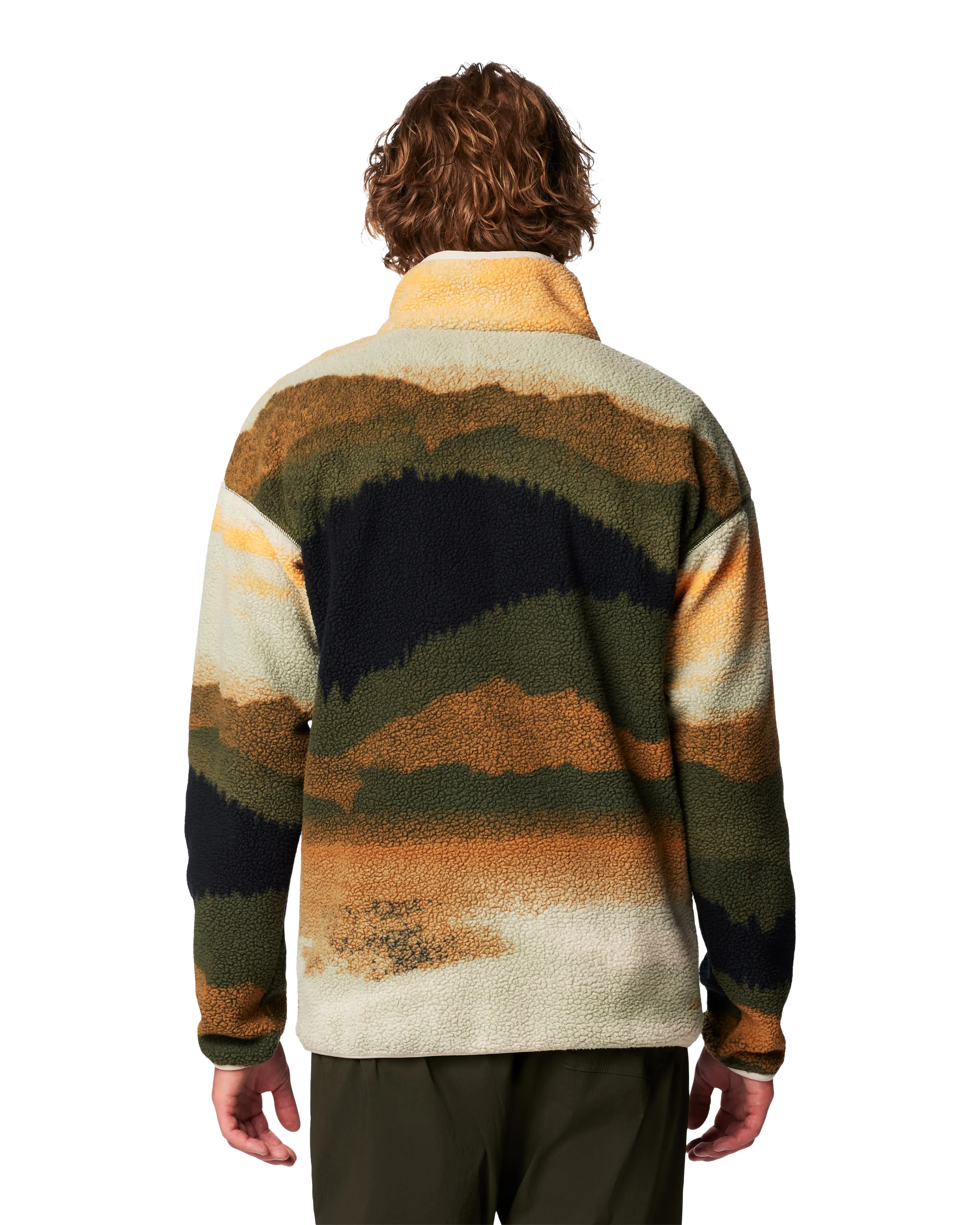 Helvetia II Printed Half Snap Fleece Jacket in Greenscape & Stippled Stripe