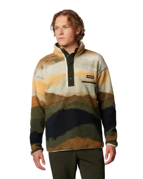 Helvetia II Printed Half Snap Fleece Jacket in Greenscape & Stippled Stripe