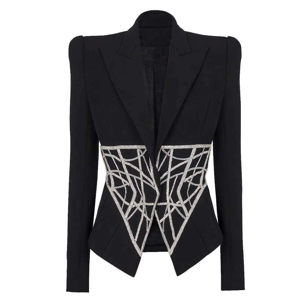 High End Slim-Fit Beaded Diamond Suit Jacket